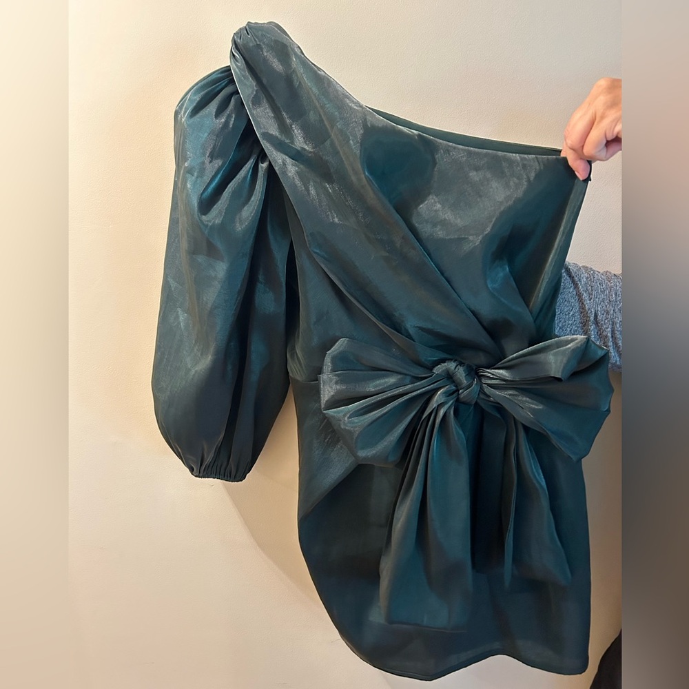 Green one shoulder cocktail dress